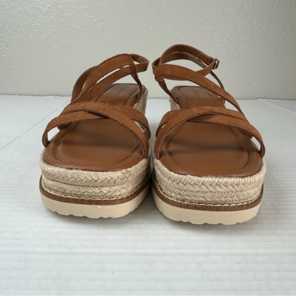 NEW Lucky Brand Carolie espadrille wedge sandal heel brown 10